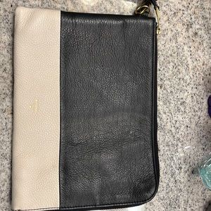 Fossil black and white large wristlet